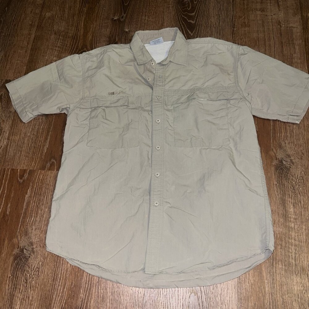 Sage Fly‎ Fishing Shirt Mens S Sage Tech Short Sleeve Tan READ